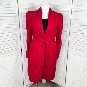 OnTwelfth Puff Shoulder Sleeve‎ Belted Coat Trench Red XL